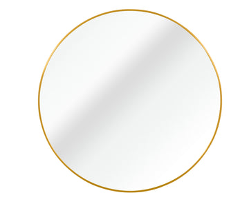 Gold 39 Inch Metal Round Bathroom Mirror Gold Classic Mdf Glass Aluminium Alloy