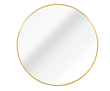 Gold 30 Inch Metal Round Bathroom Mirror Gold Classic Mdf Glass Aluminium Alloy