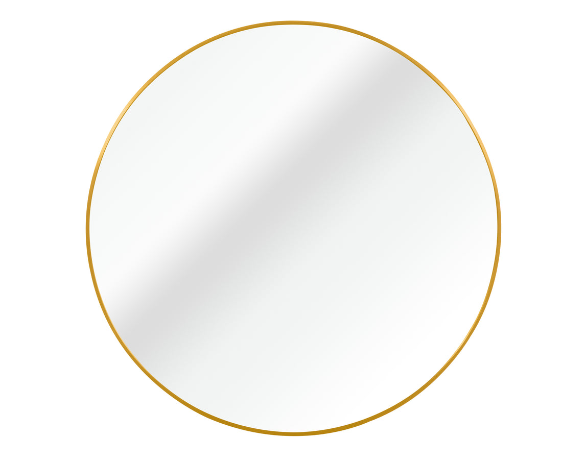 Gold 32 Inch Metal Round Bathroom Mirror Gold Classic Mdf Glass Aluminium Alloy