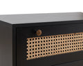 Rattan Storage Cabinet With 3 Large Drawers, Boho Mid Century Wooden Nightstand Drawer Dresser, Sideboard Buffet Cabinet With Storage For Living Room Dining Room Hallway Bedroom, 30 15.8 30 Inches Black Mdf