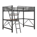 Full Size Loft Metal&Mdf Bed With Desk And Shelf, Black Full Black Metal