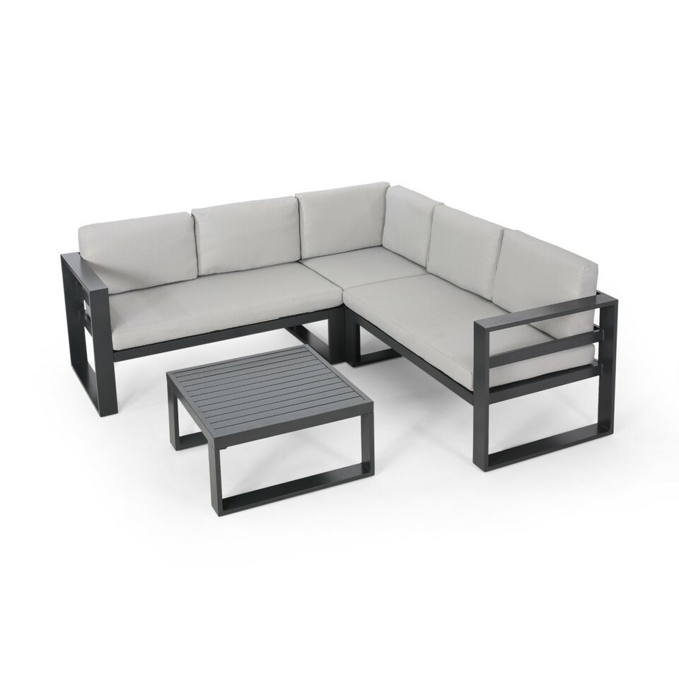 Dursley Outdoor Aluminum V Shape Sofa Sectional Yes Beige Grey Garden & Outdoor Aluminium