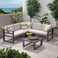 Dursley Outdoor Aluminum V Shape Sofa Sectional Yes Beige Grey Garden & Outdoor Aluminium