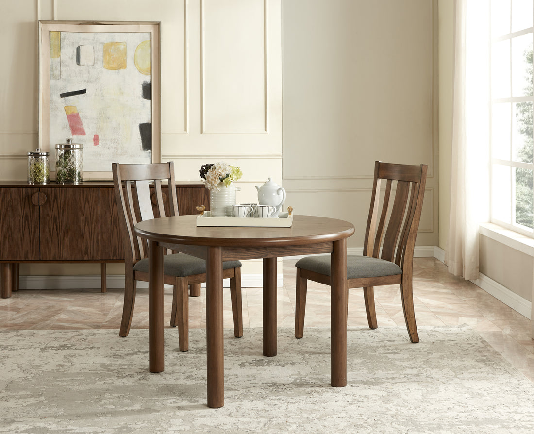 42" Round Dining Table For 4 Person, Retro Kitchen Table, Wooden Dinner Room Table With Solid Wood Legs For Home Kitchen Restaurant Living Room, Ultra Easy To Assemble Walnut Solid Wood Mdf