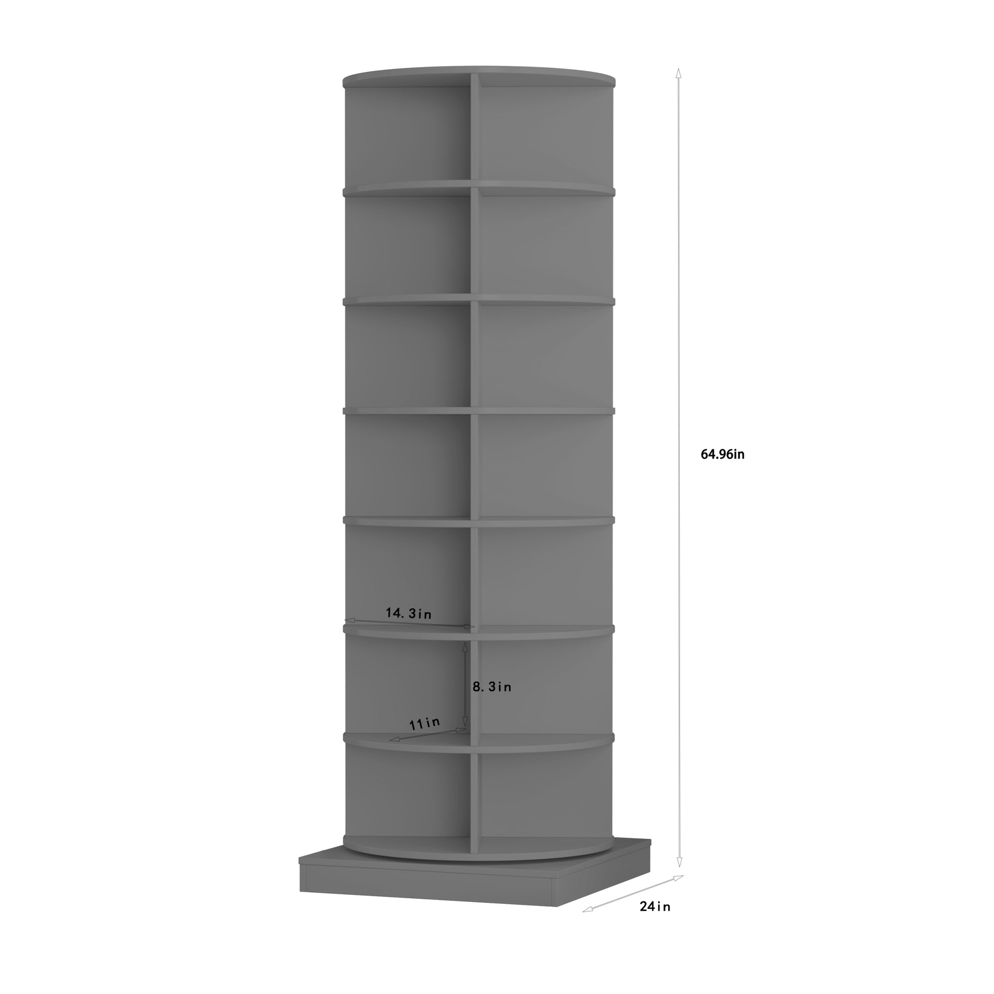 360 Gray Rotating Shoe Cabinet With 7 Layers Can Accommodate Up To 28 Paris Shoes Gray Melamine