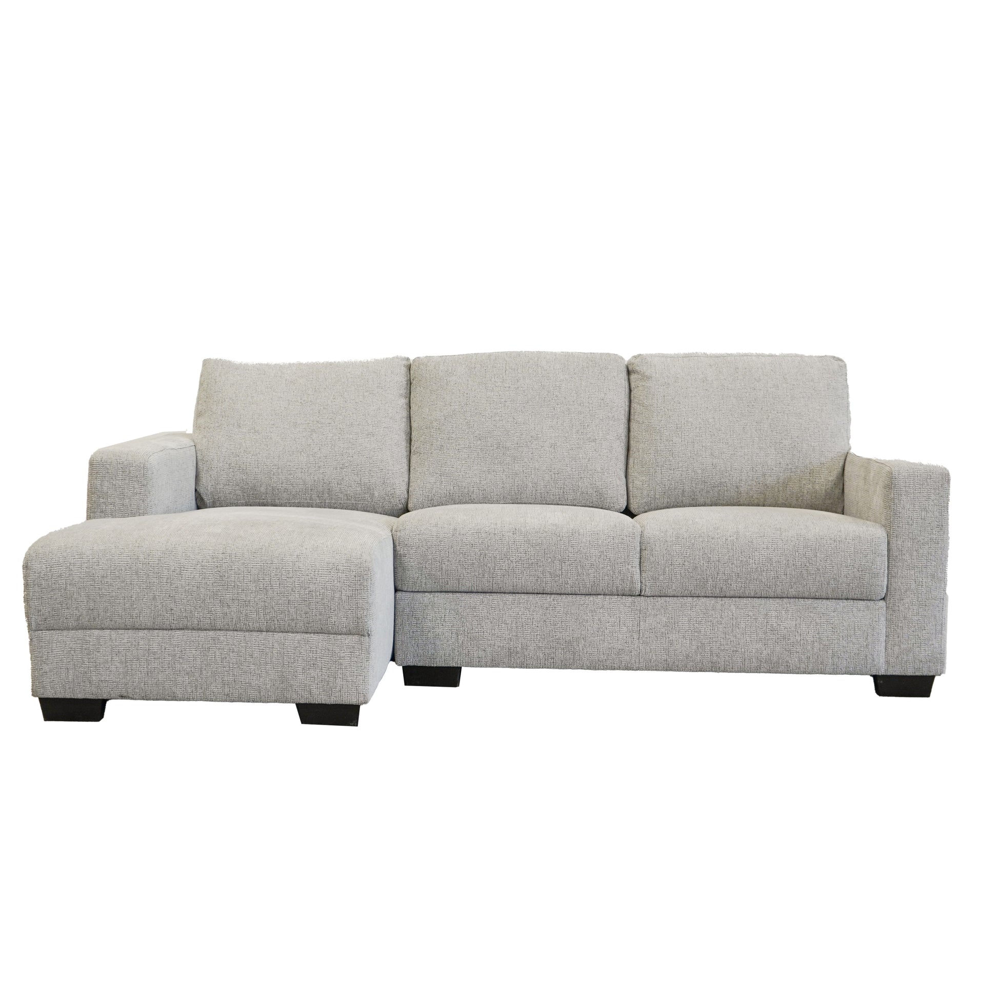 Roy Grey Left Facing Sectional Grey Polyester 3 Seat