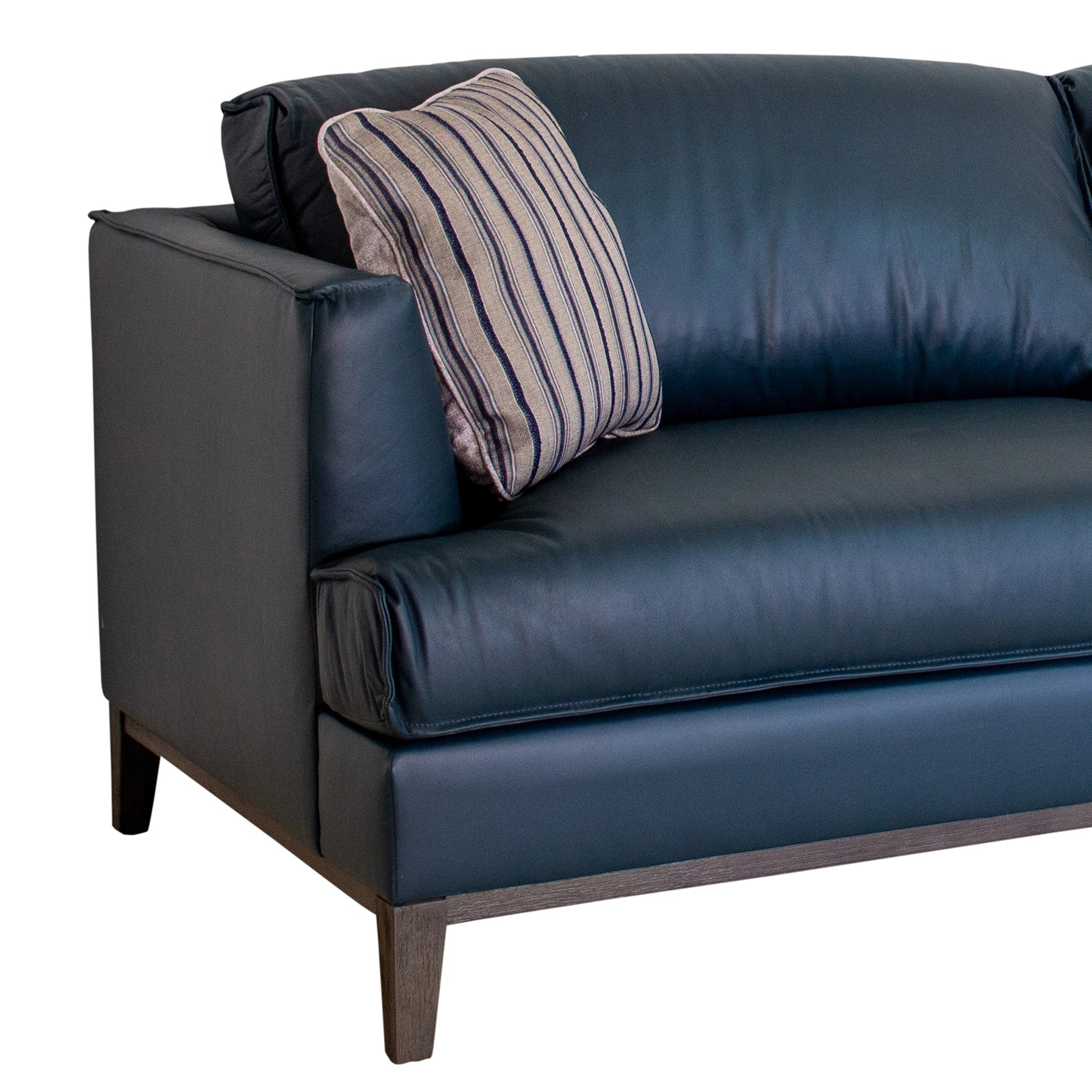 Aspen Navy Top Grain Leather Sofa Navy Wood Leather 3 Seat