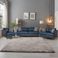 Aspen Navy Top Grain Leather Chair Navy Wood Leather