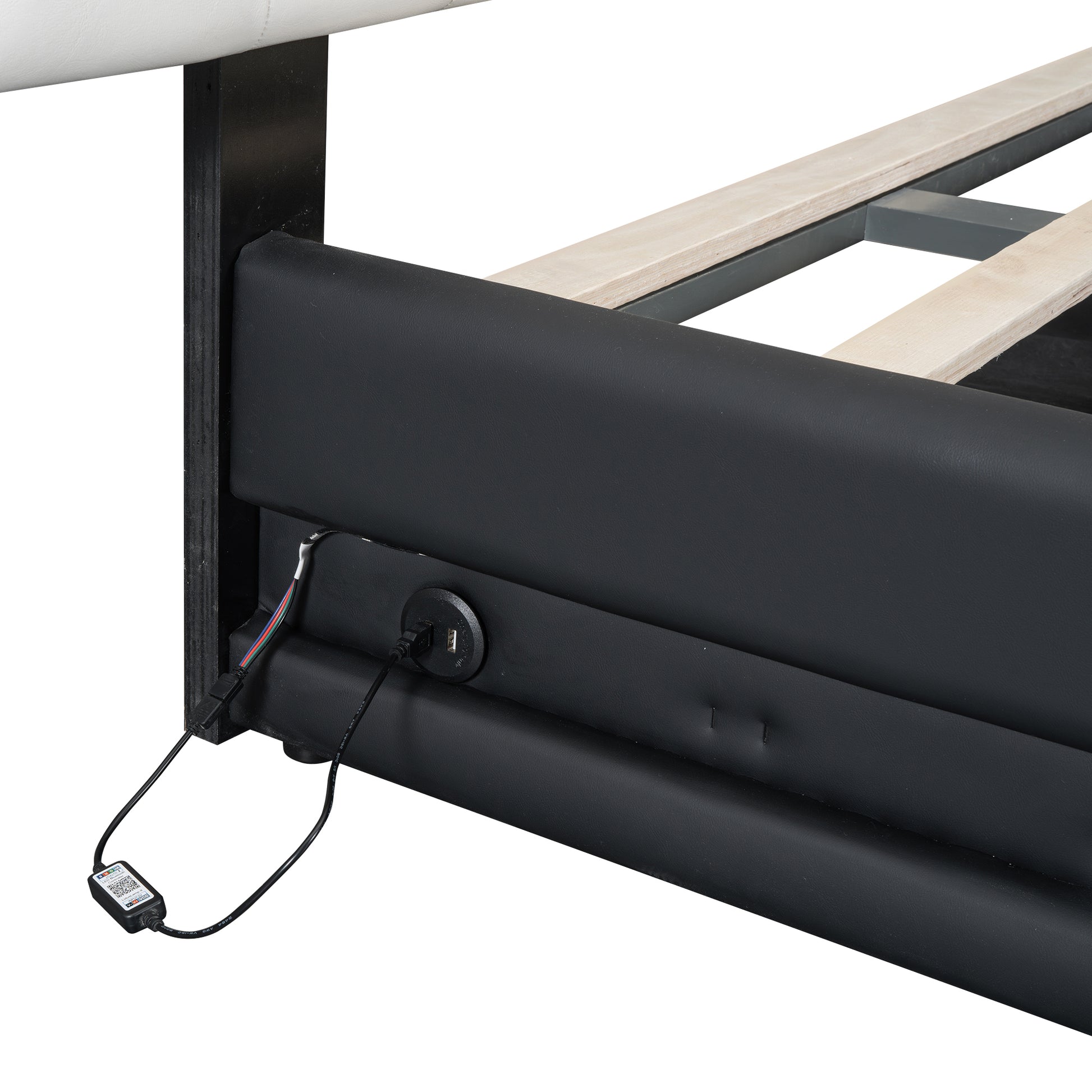 Queen Size Storage Upholstered Tufted Hydraulic Platform Bed With 2 Nightstands And Usb, Black Box Spring Not Required Queen Black Wood Bedroom Bed Frame Faux Leather Upholstered