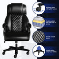 Big And Tall Office Chair, 500Lbs High Back Large Executive Chair With Electric Airbag Heating High Back Computer Chair With Wide Seat, Black Ergonomic Leather Rocking Chair Black Leather