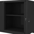 Metal Office Cabinet With 2 Drawers & Adjustable Shelves, Mobile Lateral Filing Cabinet With Lock Black Metal