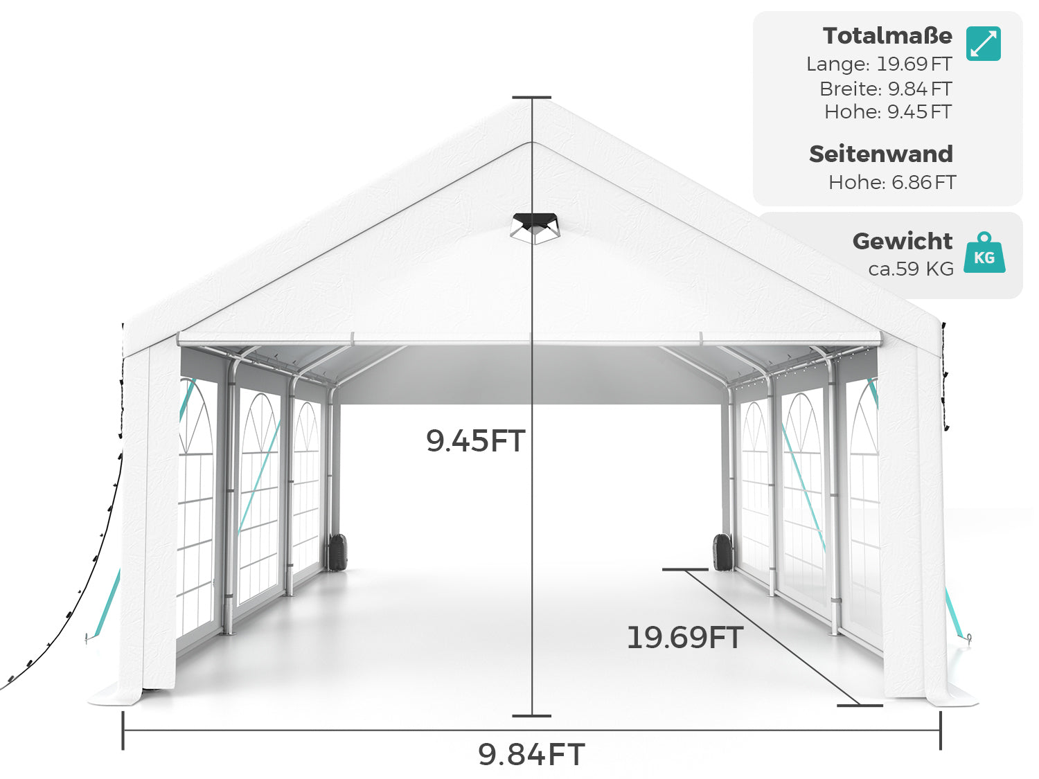 Sannwsg Party Tent 10X20Ft Heavy Duty Canopy Tent With Removable Sidewals,Outdoor Waiterpro Patio Camping Gazebo Sheter,Perect For Wedding Holday Bithday Bba Backyard Evening Tent White Garden & Outdoor Metal