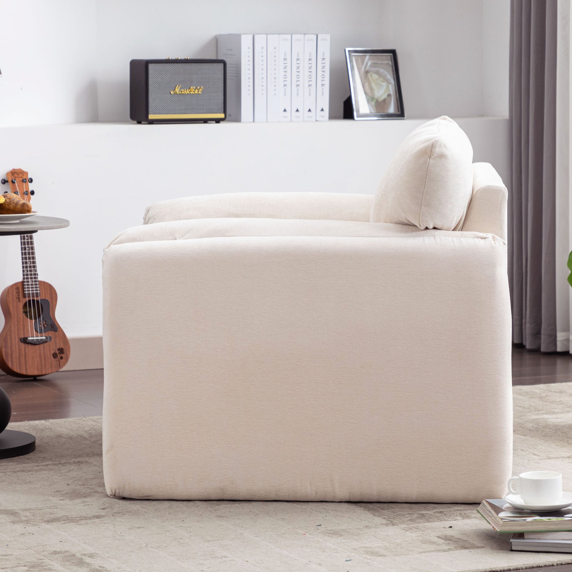 Modern Style Chenille Oversized Armchair Accent Chair Single Sofa Lounge Chair 38.6'' W For Living Room, Bedroom,Cream Cream Chenille