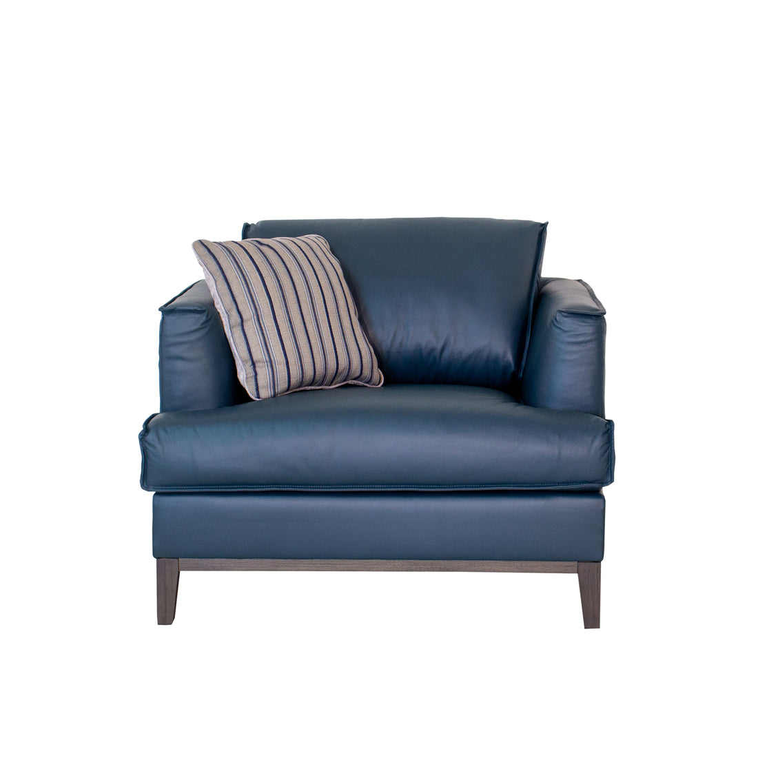 Aspen Navy Top Grain Leather Chair Navy Wood Leather