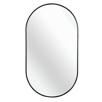 Black 20 X 33 Inch Metal Oval Mirror Black Classic Mdf Glass Aluminium Alloy