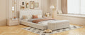 2 Pieces Bedroom Sets Queen Size Upholstered Bed With Rectangular Upholstered Ottoman For Bedroom,White Queen White 2 Piece Set Solid Wood Mdf