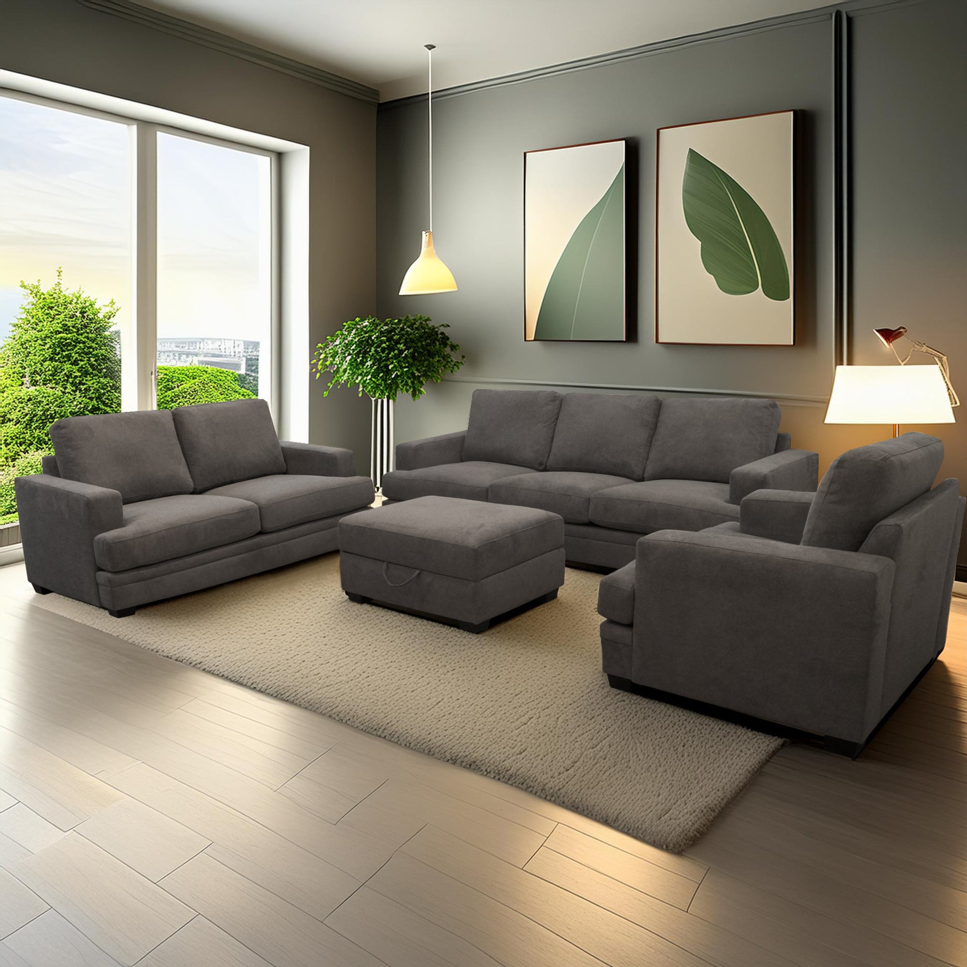 Scottsdale Grey Sofa Grey Wood Polyester Blend 3 Seat