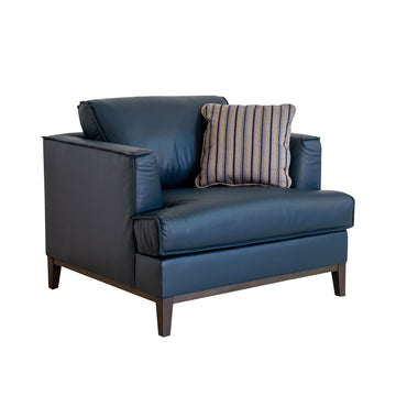 Aspen Navy Top Grain Leather Chair Navy Wood Leather