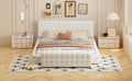 2 Pieces Bedroom Sets Queen Size Upholstered Bed With Rectangular Upholstered Ottoman For Bedroom,White Queen White 2 Piece Set Solid Wood Mdf