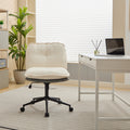 Oversize Seat Cirss Cross Chair With Wheels, Elegant Design Computer Chair, Adjustable Height 360 Rolling Swivel Home Office Chair For Small Space, Dressing Room, Living Room Gray White Dark Gray White Primary Living Space Casual Foam Pu Leather
