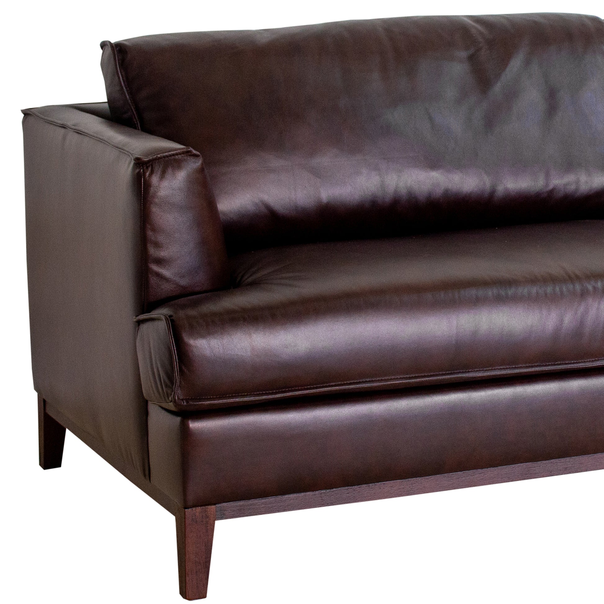 Aspen Brown Top Grain Leather Sofa Brown Wood Leather 3 Seat