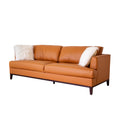 Aspen Cognac Top Grain Leather Sofa Camel Wood Leather 3 Seat