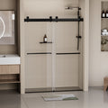 56 60 In. W X 76 In. H Frameless Soft Closing Shower Door, Double Sliding Shower Door, 5 16