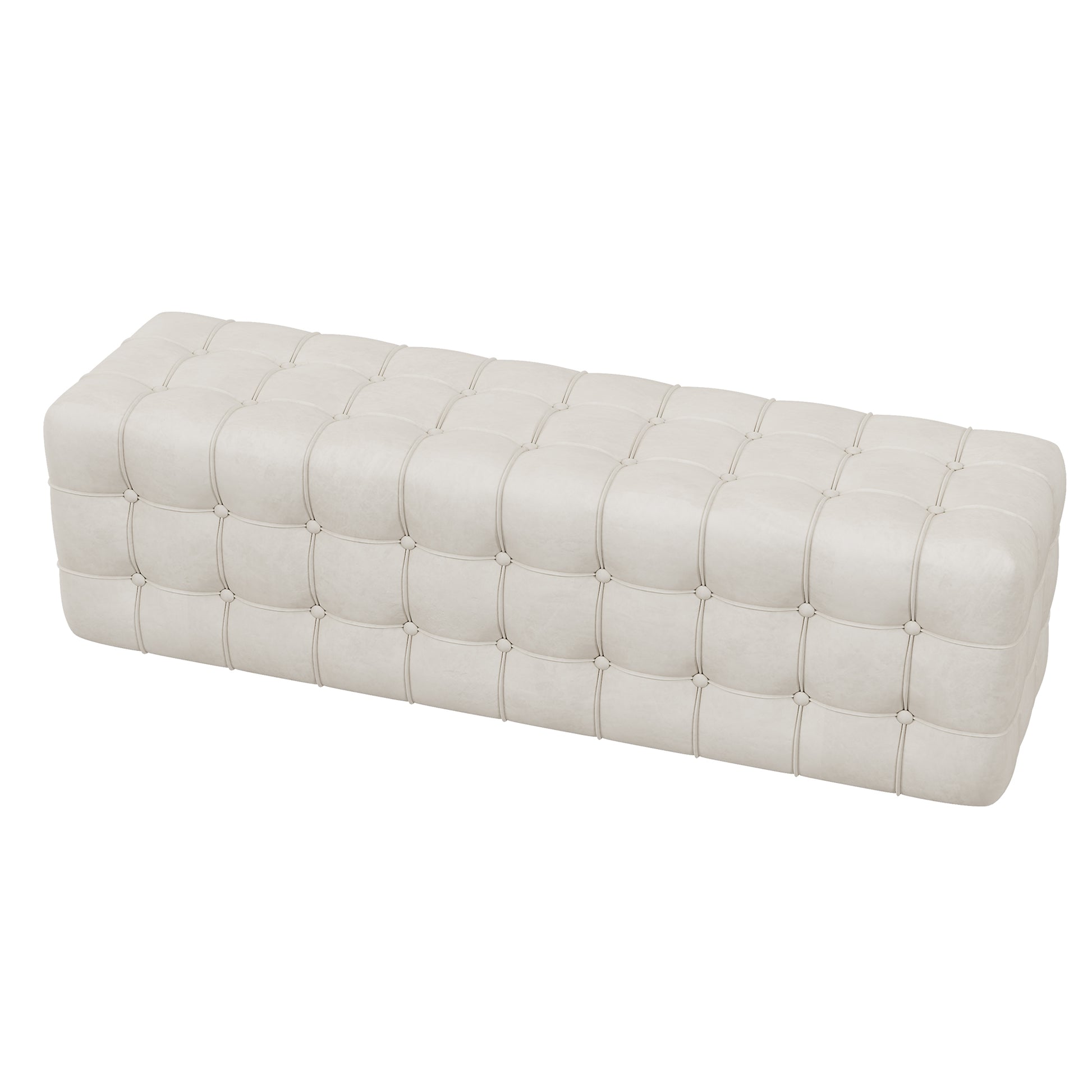 2 Pieces Bedroom Sets Queen Size Upholstered Bed With Rectangular Upholstered Ottoman For Bedroom,White Queen White 2 Piece Set Solid Wood Mdf