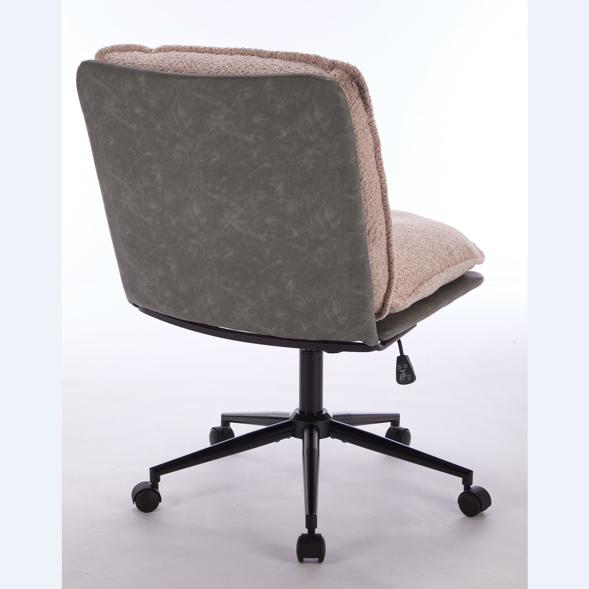 Oversize Seat Cirss Cross Chair With Wheels, Elegant Design Computer Chair, Adjustable Height 360 Rolling Swivel Home Office Chair For Small Space, Dressing Room, Living Room Gray Pink Pink Grey Primary Living Space Casual Foam Pu Leather