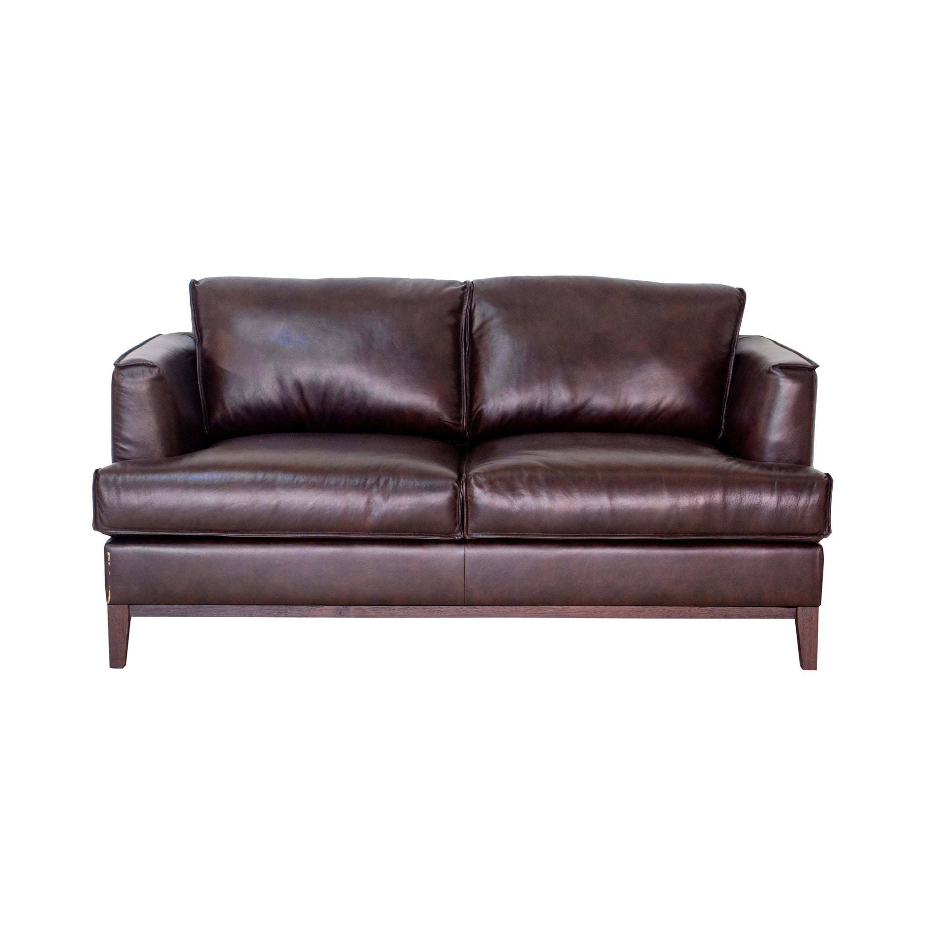 Aspen Brown Top Grain Leather Beautiful Brown Wood Leather 2 Seat