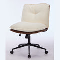 Oversize Seat Cirss Cross Chair With Wheels, Elegant Design Computer Chair, Adjustable Height 360 Rolling Swivel Home Office Chair For Small Space, Dressing Room, Living Room Brown White Dark Brown White Primary Living Space Casual Foam Pu Leather