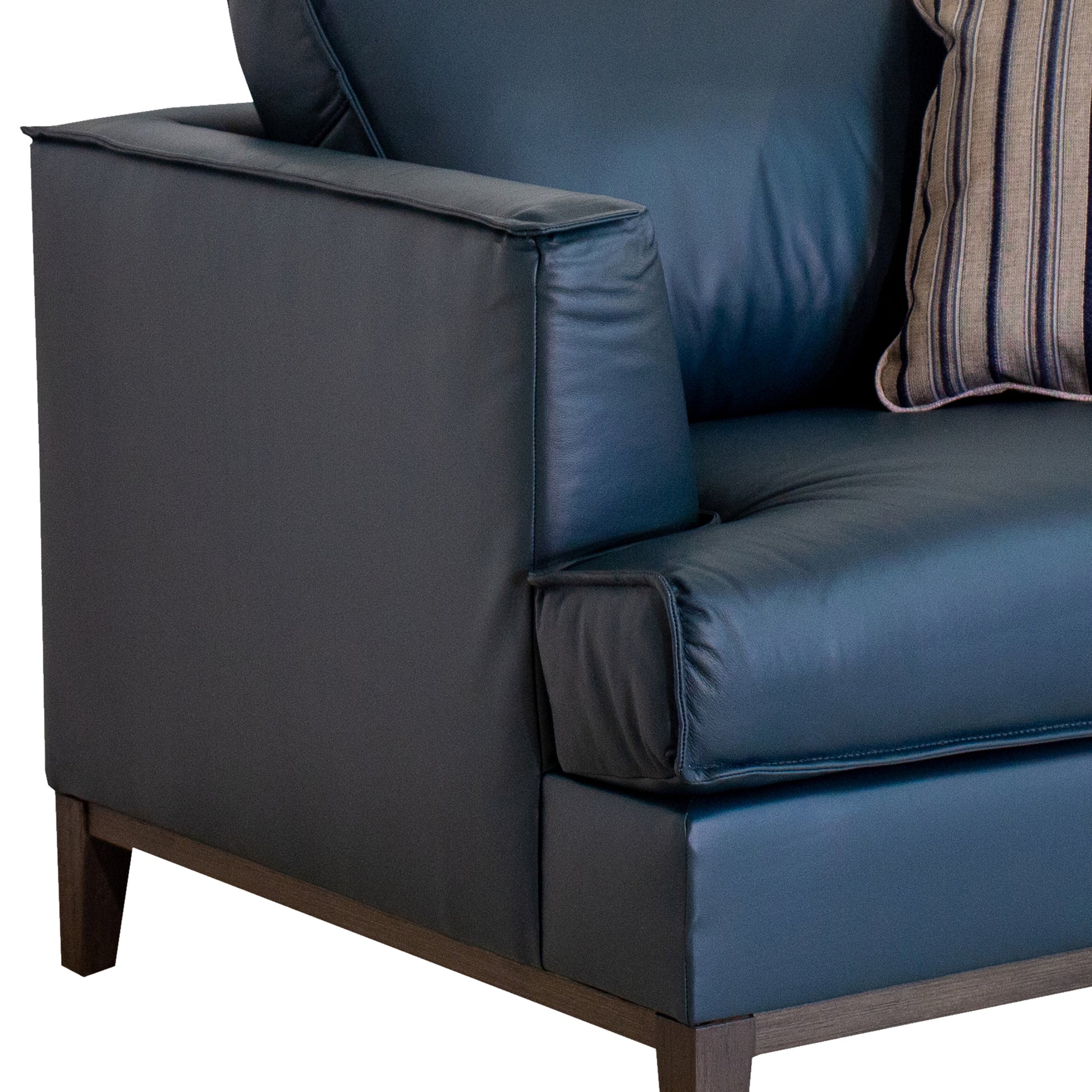 Aspen Navy Top Grain Leather Chair Navy Wood Leather