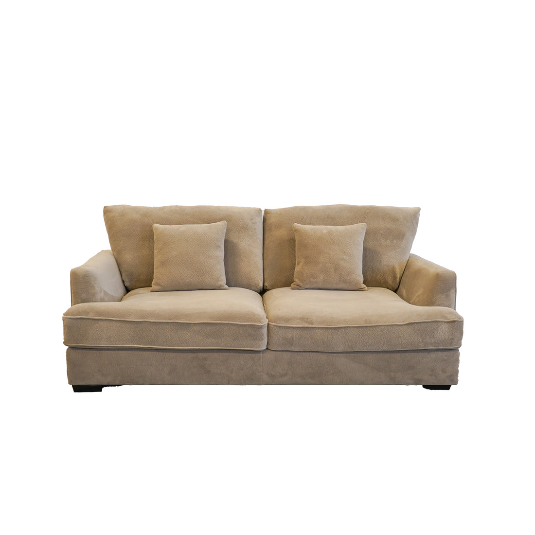 Ashton Beige Down Loveseat Beige Wood Chenille