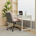 Oversize Seat Cirss Cross Chair With Wheels, Elegant Design Computer Chair, Adjustable Height 360 Rolling Swivel Home Office Chair For Small Space, Dressing Room, Living Room Gray Pink Pink Grey Primary Living Space Casual Foam Pu Leather