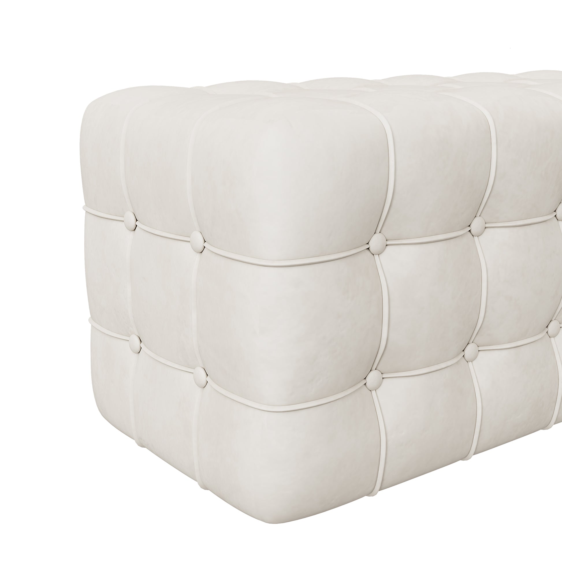 2 Pieces Bedroom Sets Queen Size Upholstered Bed With Rectangular Upholstered Ottoman For Bedroom,White Queen White 2 Piece Set Solid Wood Mdf