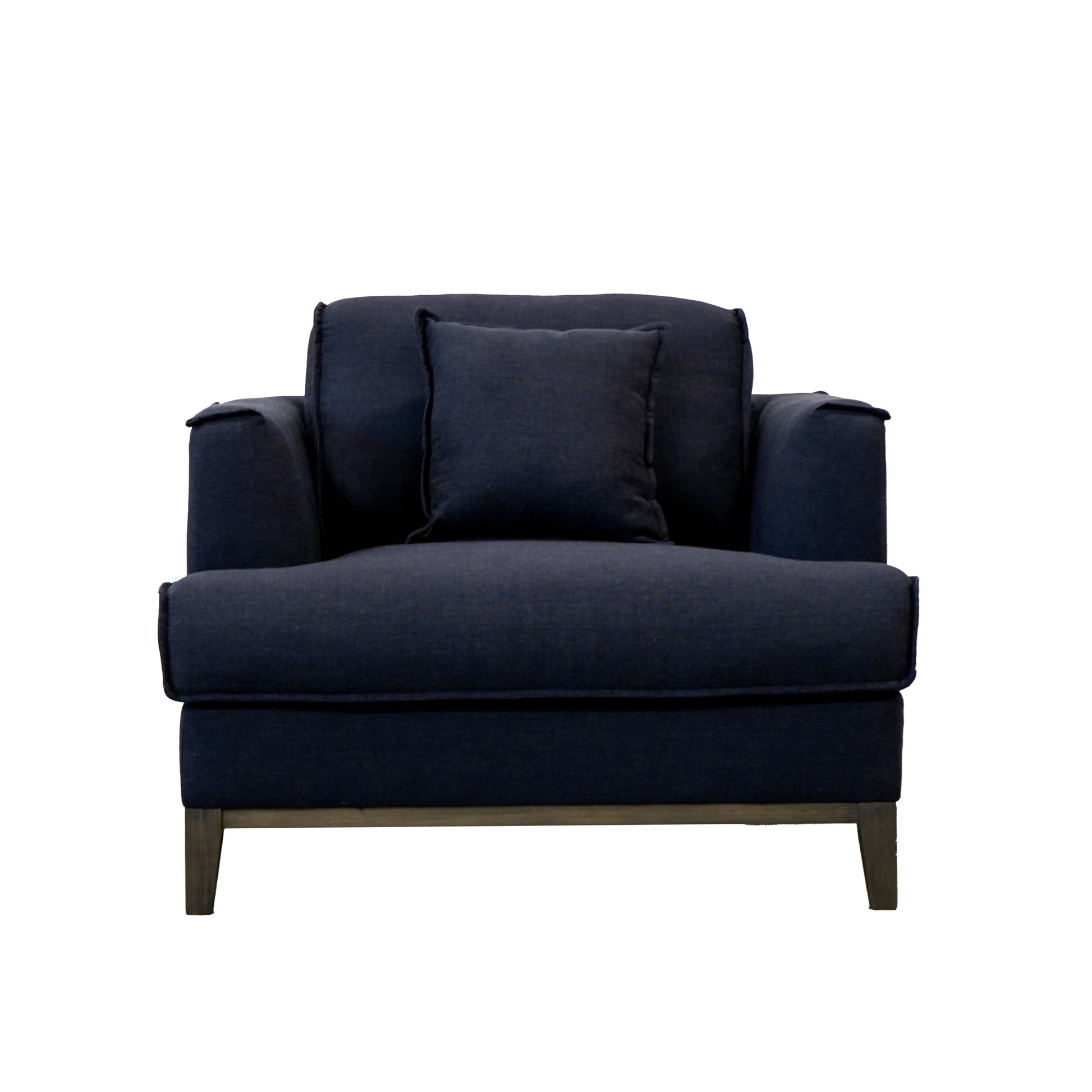 Aspen Navy Linen Chair Navy Wood Linen