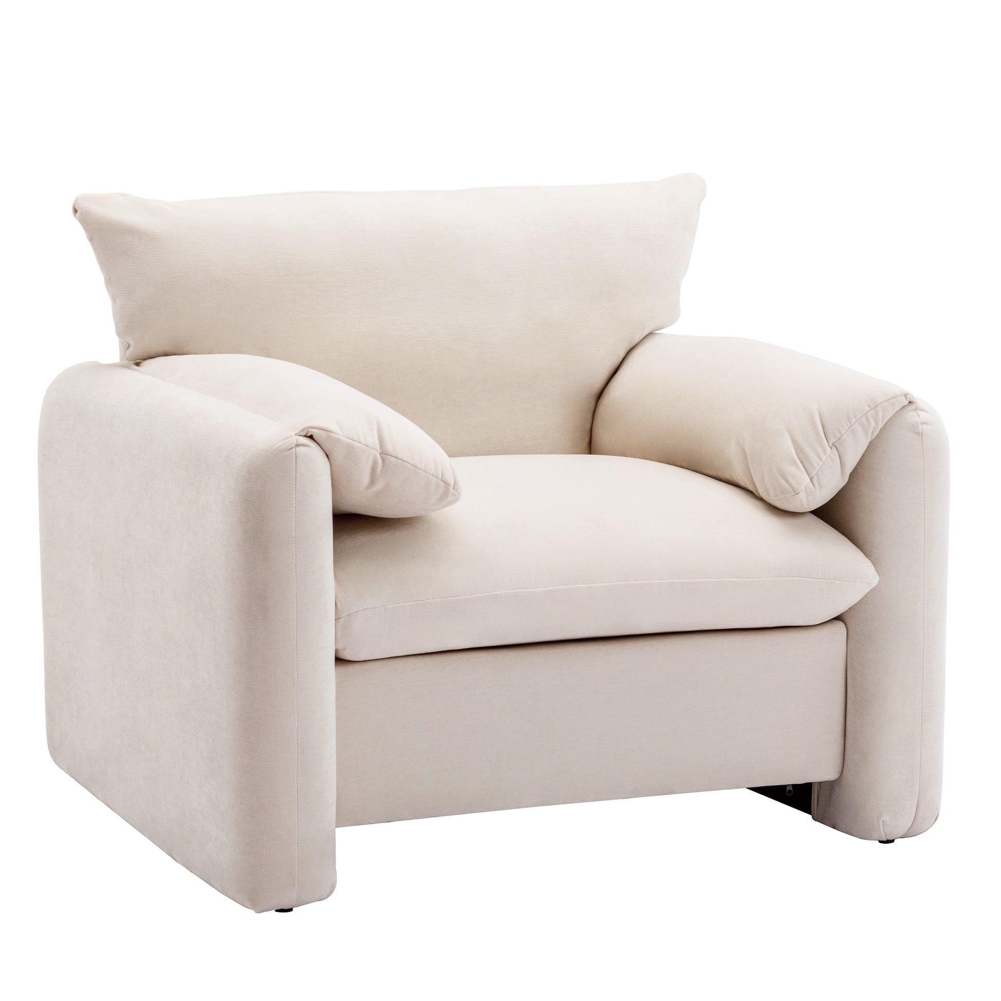 Modern Style Chenille Oversized Armchair Accent Chair Single Sofa Lounge Chair 38.6'' W For Living Room, Bedroom,Cream Cream Chenille