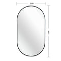 Black 20 X 33 Inch Metal Oval Mirror Black Classic Mdf Glass Aluminium Alloy