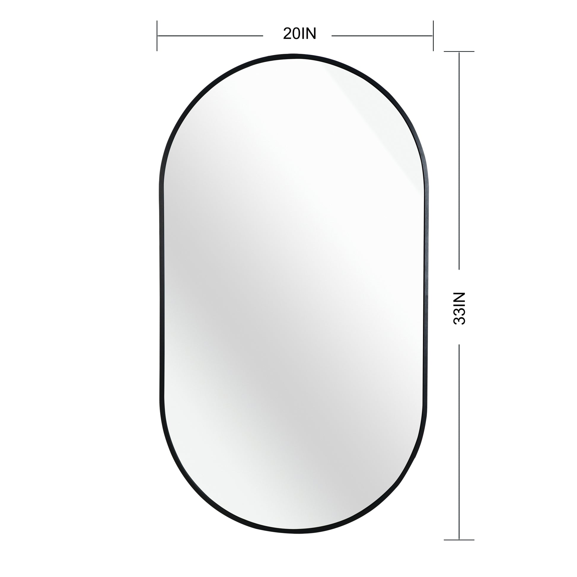 Black 20 X 33 Inch Metal Oval Mirror Black Classic Mdf Glass Aluminium Alloy