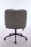 Oversize Seat Cirss Cross Chair With Wheels, Elegant Design Computer Chair, Adjustable Height 360 Rolling Swivel Home Office Chair For Small Space, Dressing Room, Living Room Gray Green Gray Primary Living Space Casual Foam Pu Leather