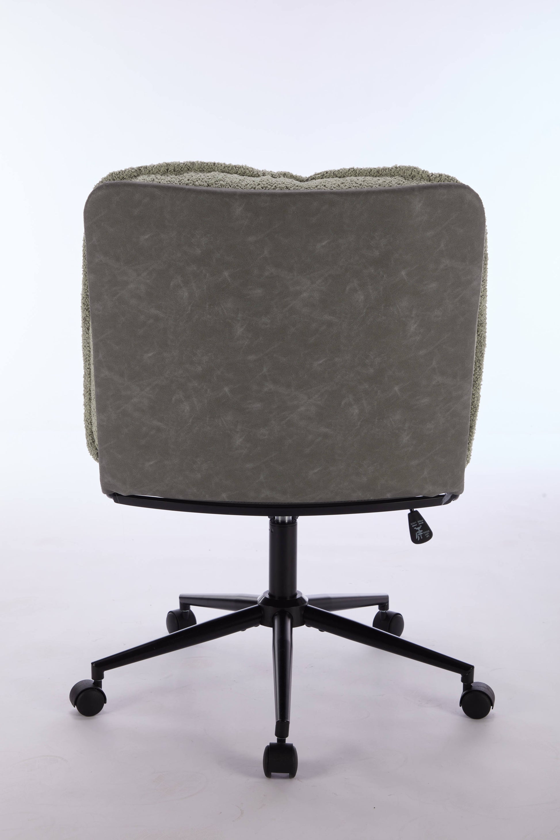 Oversize Seat Cirss Cross Chair With Wheels, Elegant Design Computer Chair, Adjustable Height 360 Rolling Swivel Home Office Chair For Small Space, Dressing Room, Living Room Gray Green Gray Primary Living Space Casual Foam Pu Leather