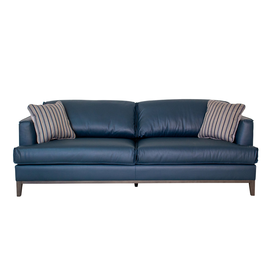 Aspen Navy Top Grain Leather Sofa Navy Wood Leather 3 Seat