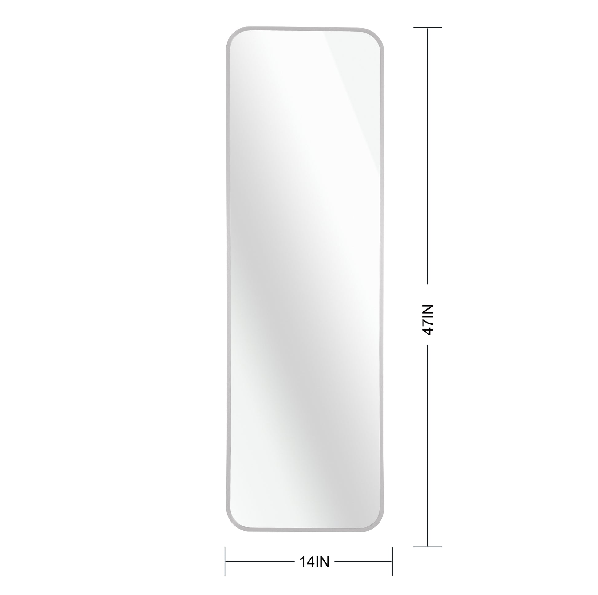 Silver 47 X 14In Door Mirror Silver Classic Mdf Glass Aluminium Alloy