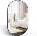 Black 20 X 28 Inch Metal Oval Mirror Black Classic Mdf Glass Aluminium Alloy