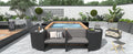 Spa Surround Spa Frame Quadrilateral Outdoor Rattan Sectional Sofa Set With Mini Sofa, Wooden Seats And Storage Spaces, Grey Yes Grey Water Resistant Frame Water Resistant Cushion Garden & Outdoor Sectional Seating Groups Foam Rattan Waterproof Fabric