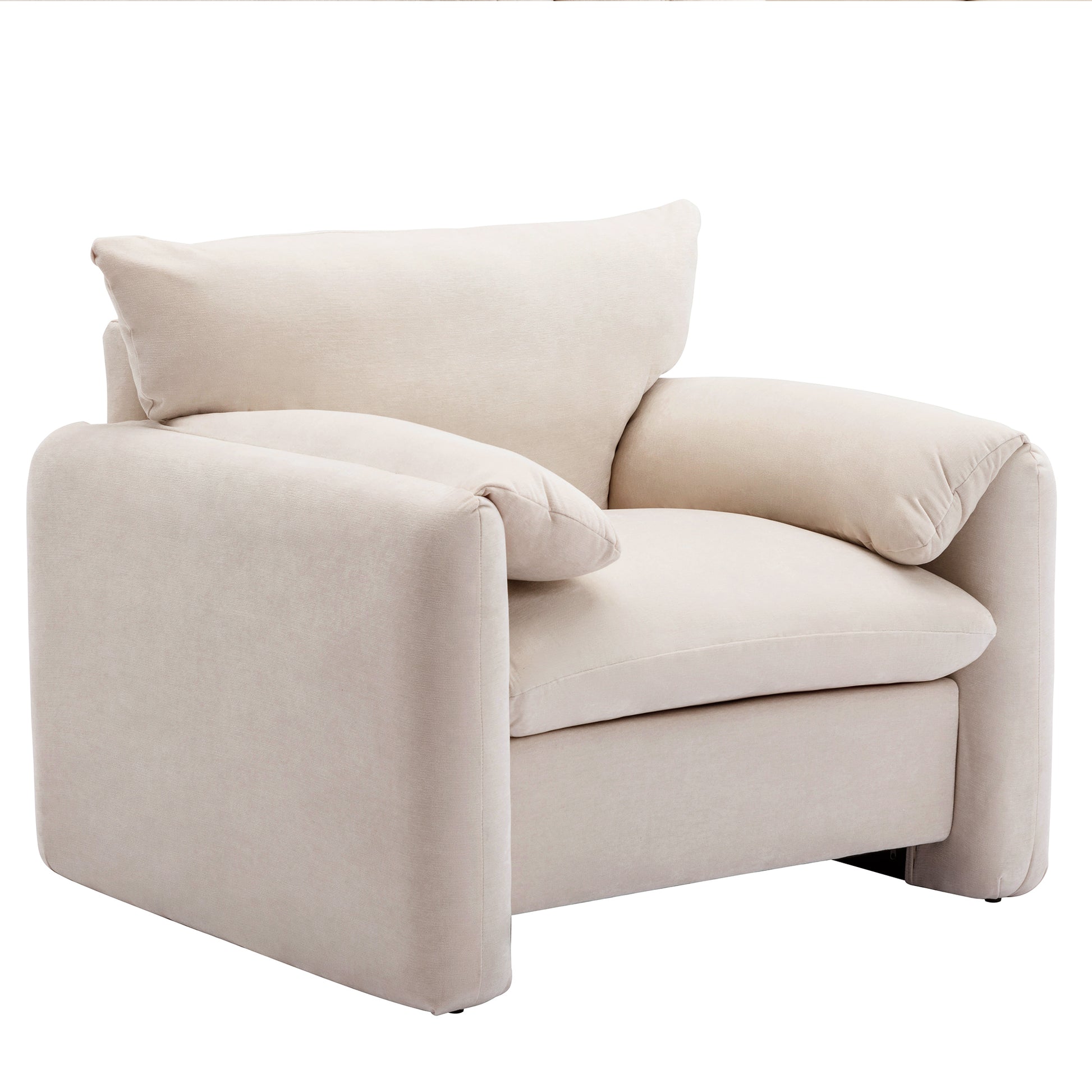 Modern Style Chenille Oversized Armchair Accent Chair Single Sofa Lounge Chair 38.6'' W For Living Room, Bedroom,Cream Cream Chenille