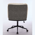 Oversize Seat Cirss Cross Chair With Wheels, Elegant Design Computer Chair, Adjustable Height 360 Rolling Swivel Home Office Chair For Small Space, Dressing Room, Living Room Gray White Dark Gray White Primary Living Space Casual Foam Pu Leather