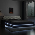 Queen Size Storage Upholstered Tufted Hydraulic Platform Bed With 2 Nightstands And Usb, Black Box Spring Not Required Queen Black Wood Bedroom Bed Frame Faux Leather Upholstered