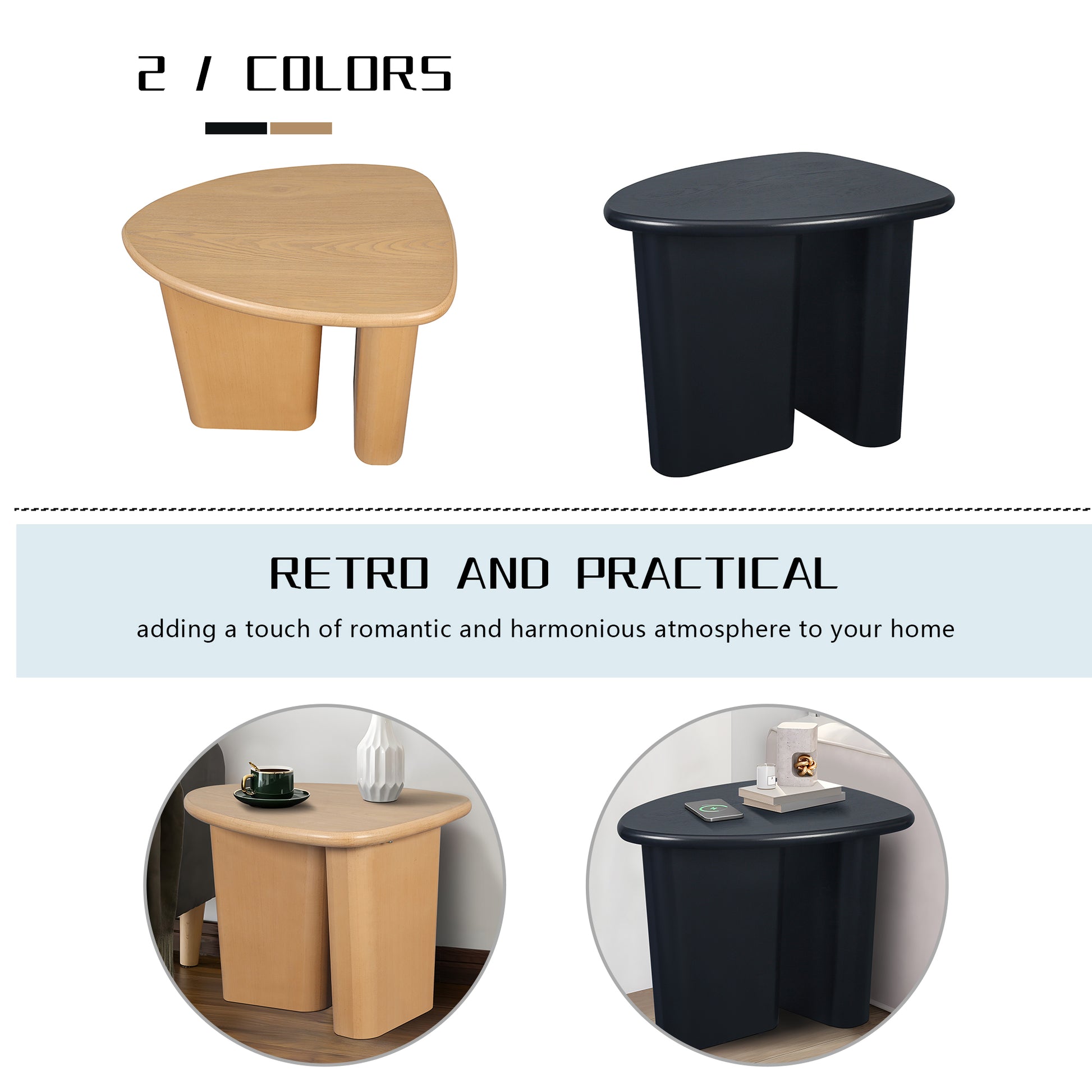 Tapered Tabletop Side Table Natural Wood Natural Wood Mdf
