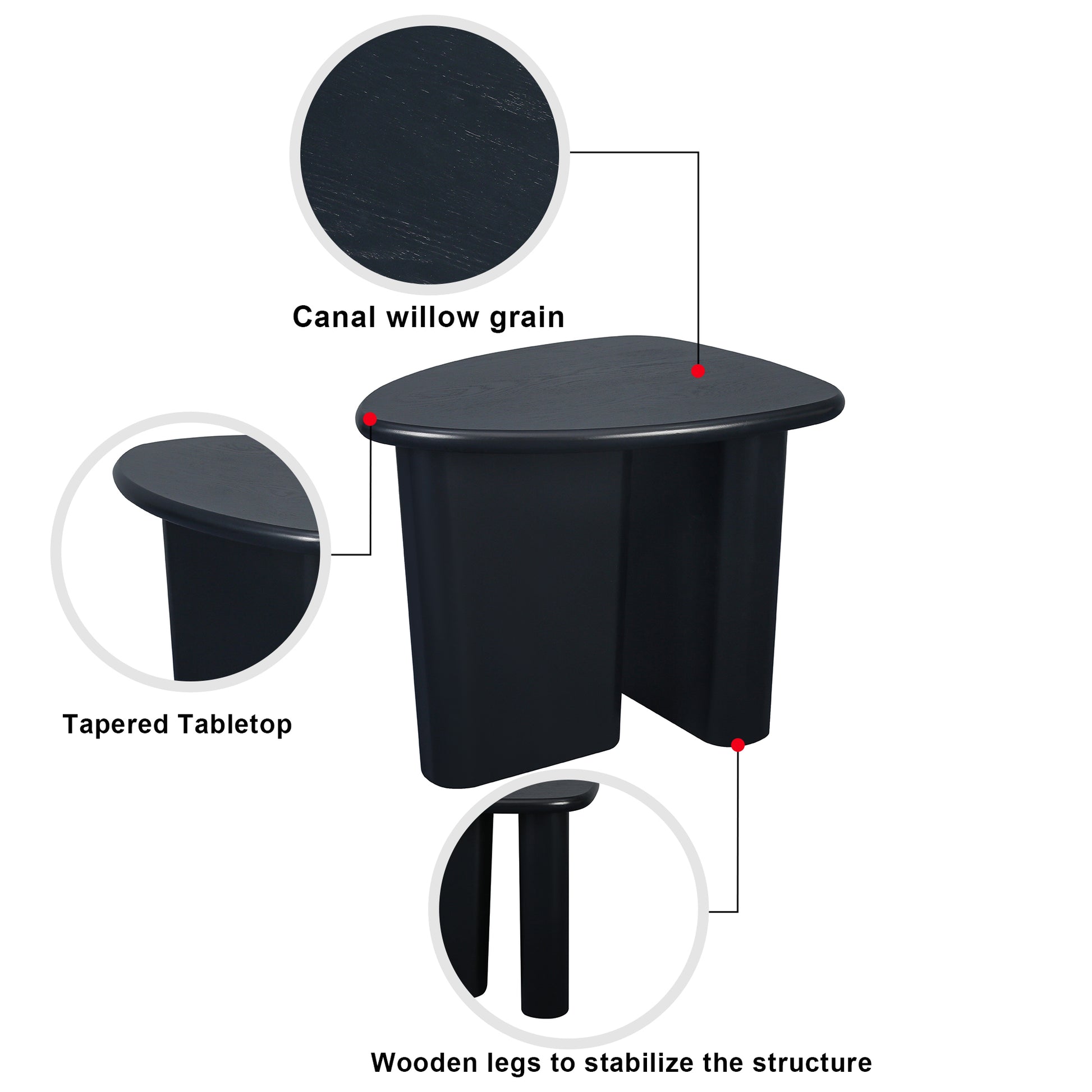 Tapered Tabletop Side Table Black Antique Black Mdf